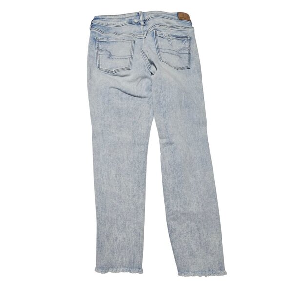 American Eagle Jegging Crop Jeans Womens Size 10 Light Wash Ripped Denim - Picture 3 of 9